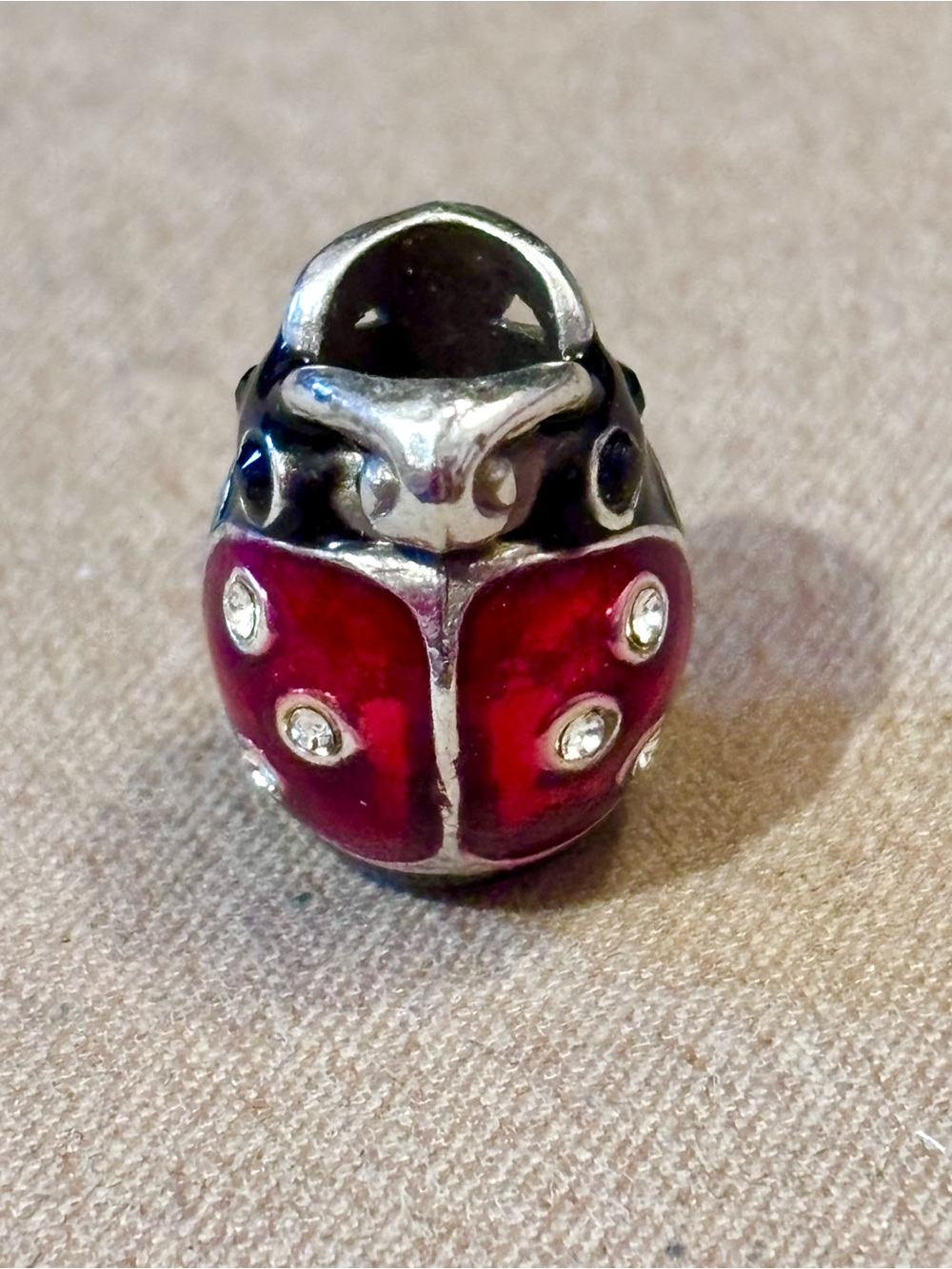 Brighton big ladybug bead with crystals for spots Red & black enamel Retired - Picture 4 of 9